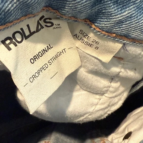 Rolla’s Cropped Straight Frayed Hem Cuff Denim Jeans Light Wash Women’s size 26 - Picture 6 of 11